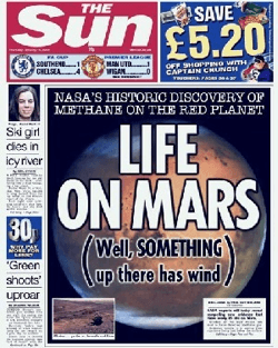 The Sun Life on Mars